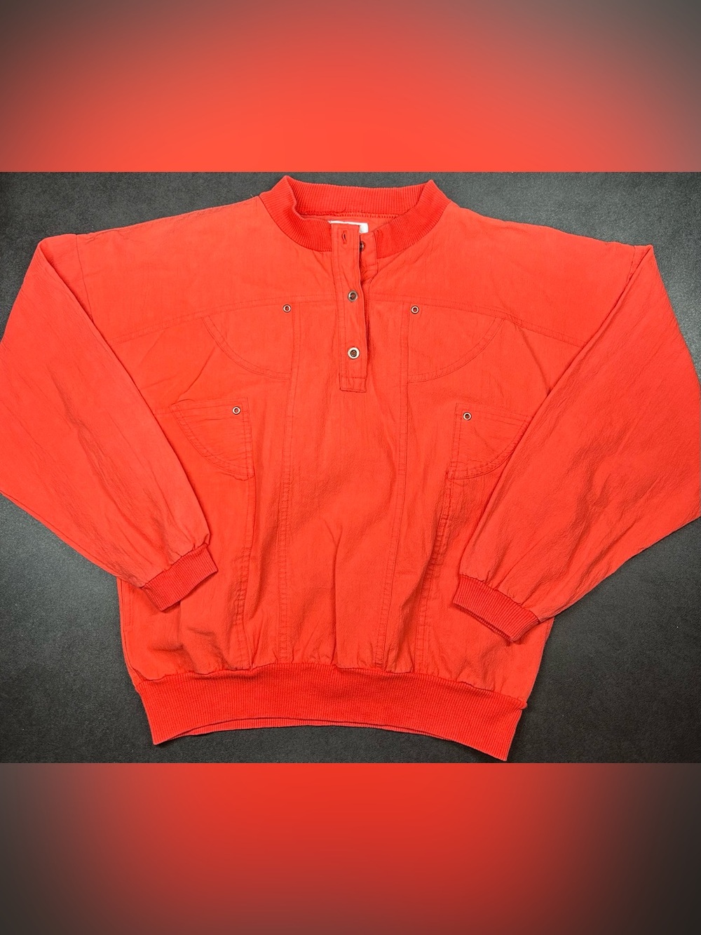 Helium Vintage 80’s Women’s Size M Orange Pullover Windbreaker Jacket